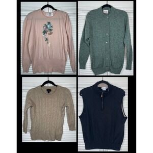 Lot of 4‎ Cashmere & Wool FLAWED Sweaters Crafters Cutters Upcycle Repurpose